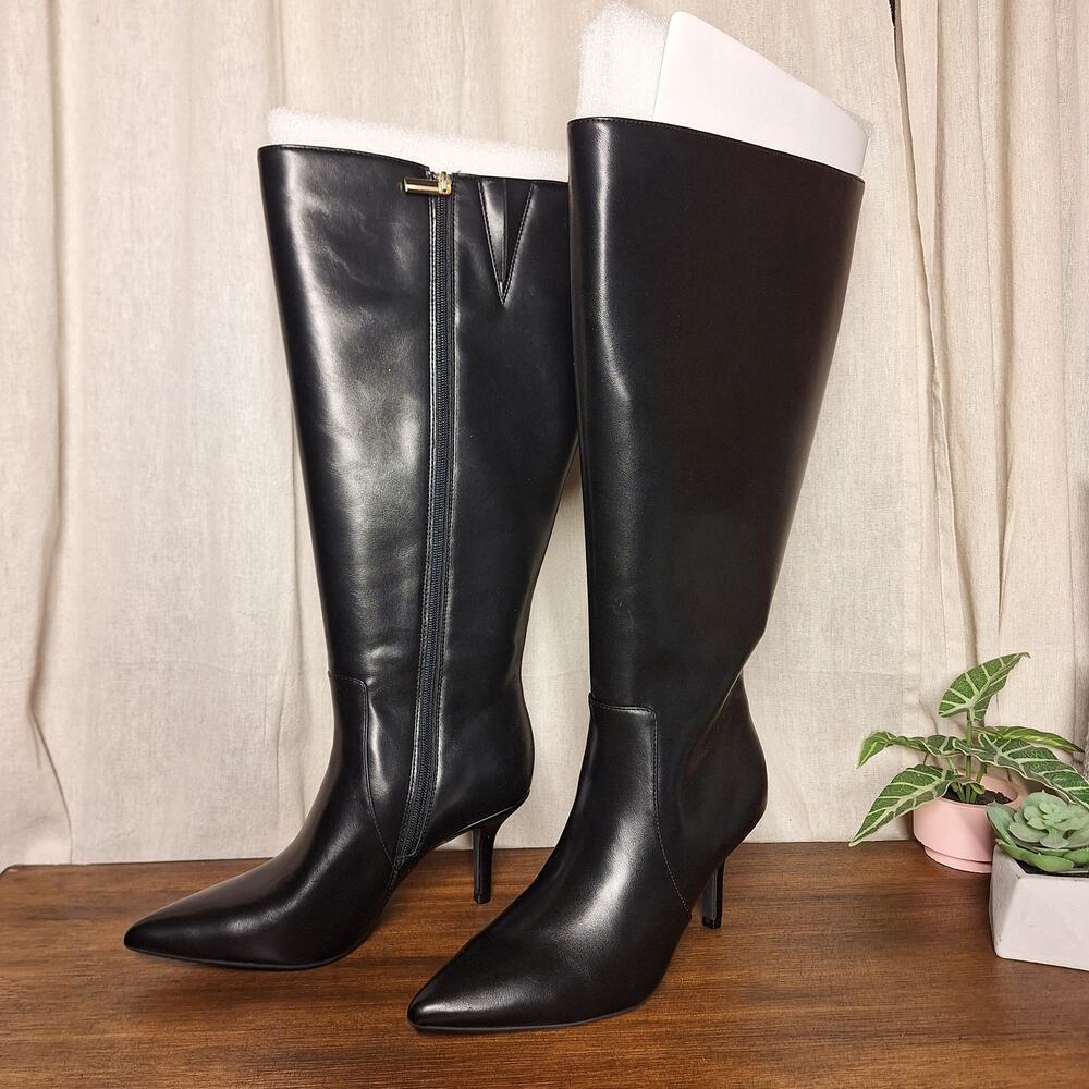 INC International Concepts Black Knee-High Pointed Toe Stiletto Boots